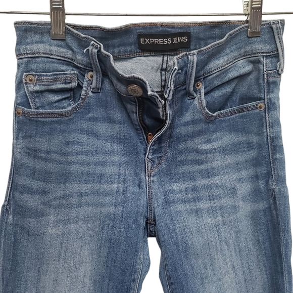 Womens Express Blue Jeans Denim Legging Midrise 2R Skinny - Picture 2 of 11